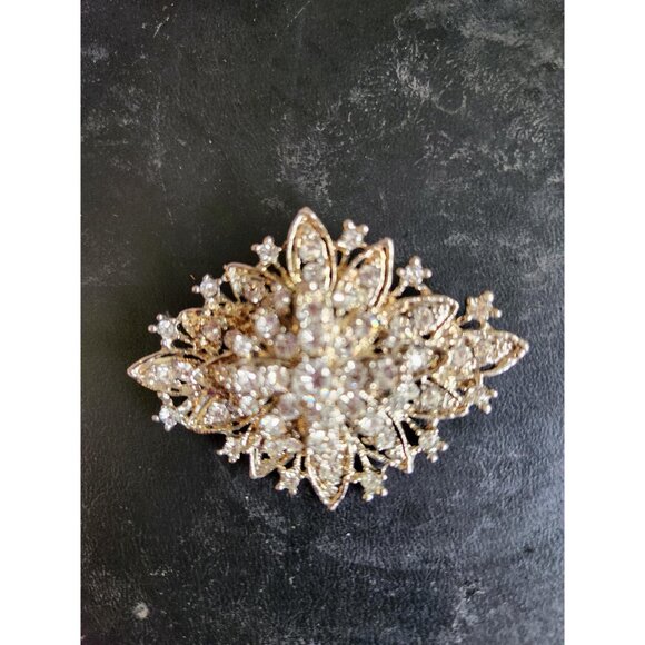 Diamond Shape Rhinestone Vintage Brooch Accent for Black Dress - Picture 5 of 10